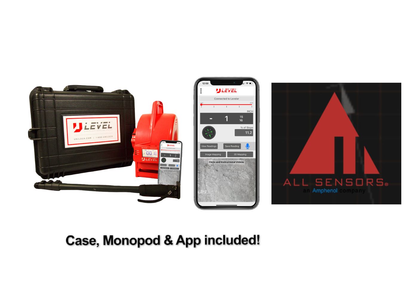 All Sensor model-Highest Accuracy, Designed for the Pool and Flooring Industries, 1/32" accuracy in the app
